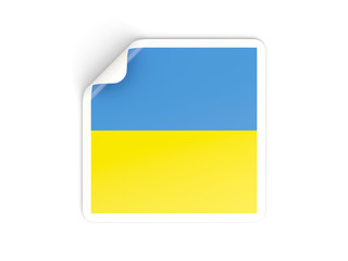 Square sticker with flag of ukraine