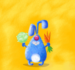 Blue Rabbit Holding Presents