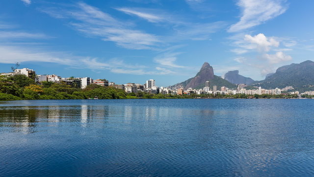 Mountains with water reflection in Rio De Janeiro, Brazil