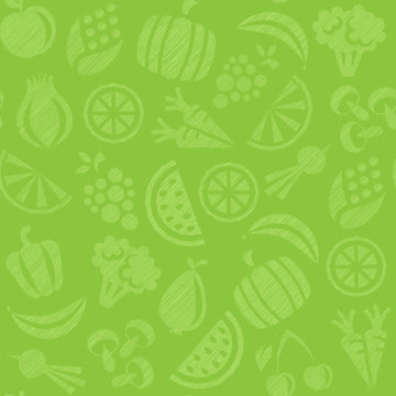 Fruit and vegetable background seamless pattern green