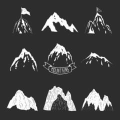 Mountains vector collection, hand drawn mountain set - 81869052