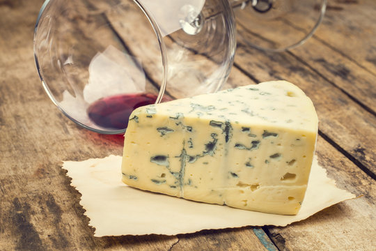 Blue Cheese With Wine Glass