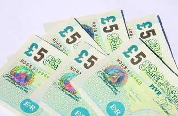 billet de 5,livre sterling ,argent,anglais