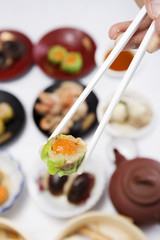 Close up stream Dim Sum chinese food