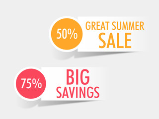Sticker or label for Great Summer Sale with discount offer.