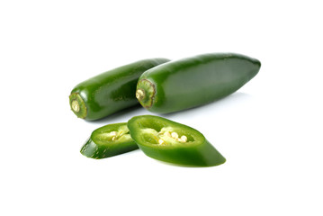Jalapenos Chili Peppers or Mexican chili peppers on white backgr