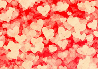 flying white grainy hearts on red backgrounds