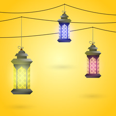 Ramadan Kareem celebration with arabic lanterns.