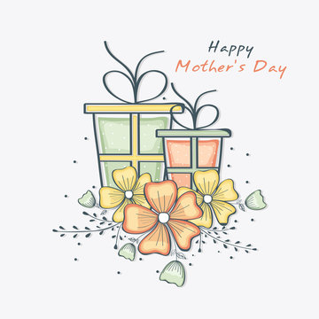 Happy Mother's Day celebration with flowers and gifts.