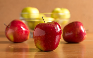 Apples on wooden background