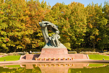 Frederic Chopin monument in Lazienki park, Warsaw. © slowcentury