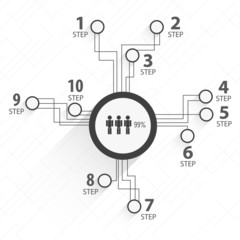 Infographics style network with space for text. Procedure.
