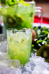 glass of fresh tropical kiwi lemonade