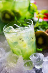glass of fresh tropical kiwi lemonade
