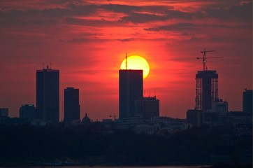Fototapeta na wymiar Warsaw Downtown sunset
