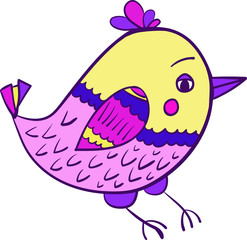 colorful bird doodle vector illustration