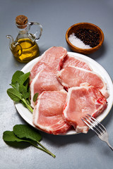 pork raw loin with olive oil & sage