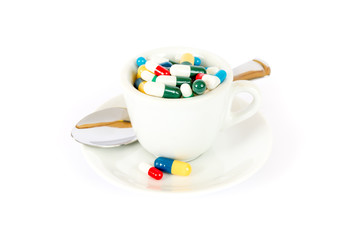 Breakfast with various pills