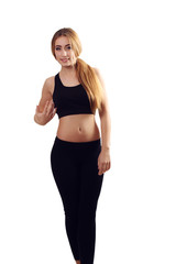 Fototapeta premium beautiful young girl with concetrate facial expression.Fitness t