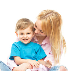 Portrait of  boy  with mother 