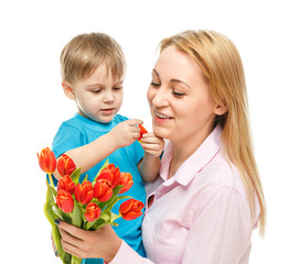 Portrait of  boy  with mother 