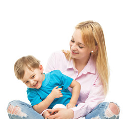 Portrait of  boy  with mother 