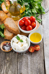 delicious mozzarella and ingredients for the salad