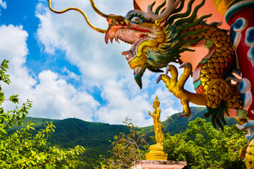 Buddha statue and Chinese dragon