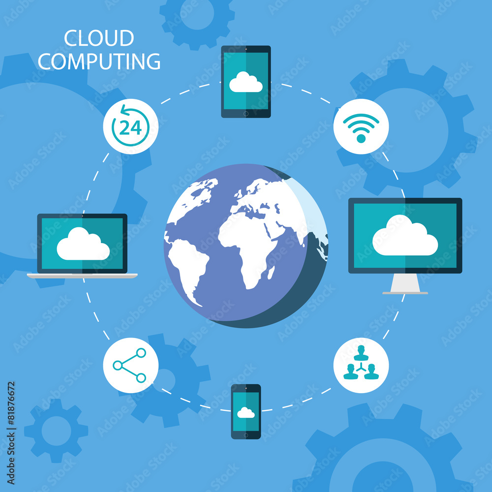 Poster Cloud computing. Vector illustration.