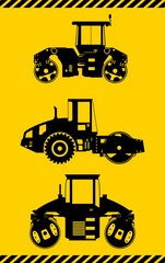 Compactors. Heavy construction machines. Vector illustration