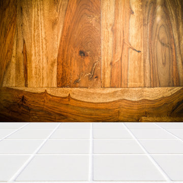 modern beige mosaic with the wall made of sheesham wood