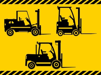 Forklifts. Heavy construction machines. Vector illustration