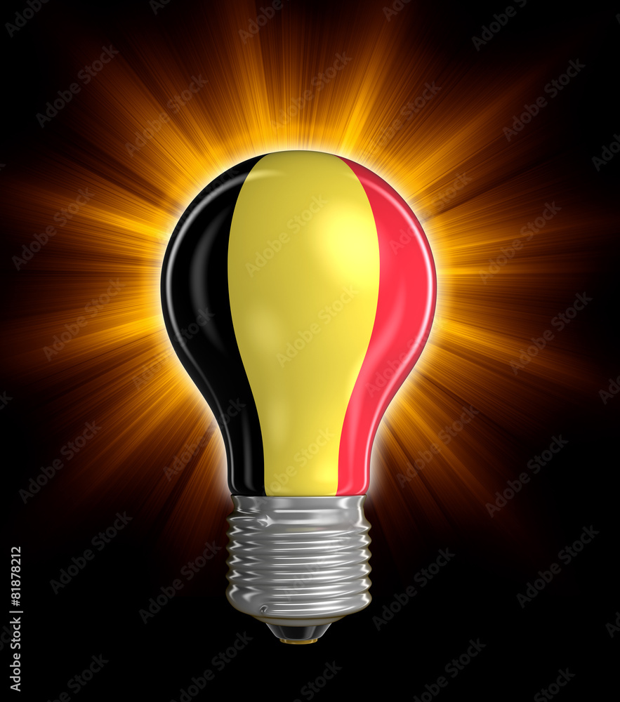 Poster light bulb with belgian flag (clipping path included)