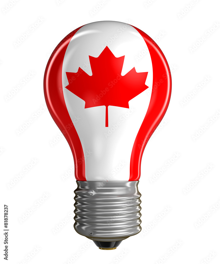 Wall mural light bulb with canadian flag (clipping path included)