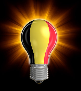 Light bulb with Belgian flag (clipping path included)