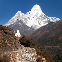 Mount Ama Dablam with stupa near Pangboche village