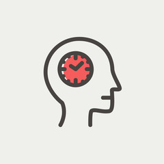 Clocks in head thin line icon