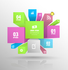 Boxes banner abstract background of color.