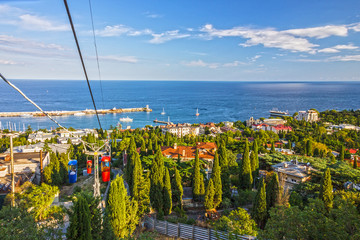 Cable car in Yalta, Crimea, Russia.