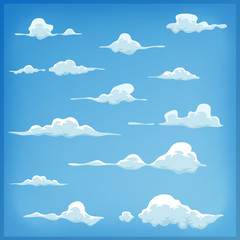 Cartoon Clouds Set On Blue Sky Background - 81880669