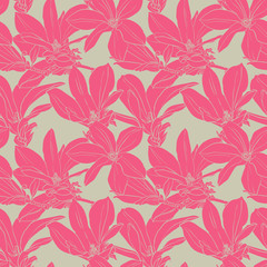Fototapeta na wymiar Pink flowers seamless pattern