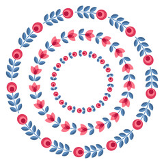Set of design elements - round floral frames