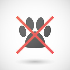 Not allowed icon with an animal footprint