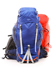 Large touristic backpacks isolated on white