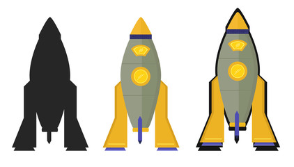 Obraz na płótnie Canvas Space rocket in three versions