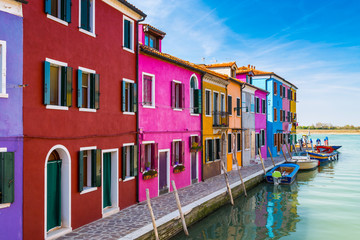 Naklejka na ściany i meble Painted houses of Burano, in the Venetian Lagoon, Italy.