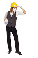 mime actor plays a builder