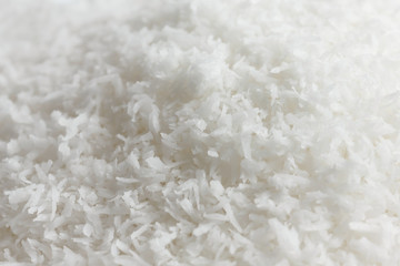 Abstract detail of dessicated coconut. Selective focus.