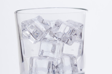 glass with ice cubes