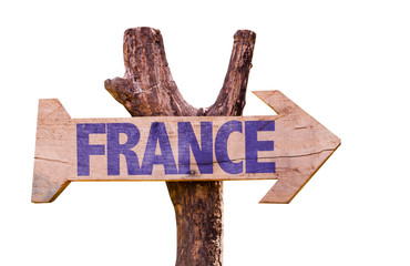 France wooden sign isolated on white background